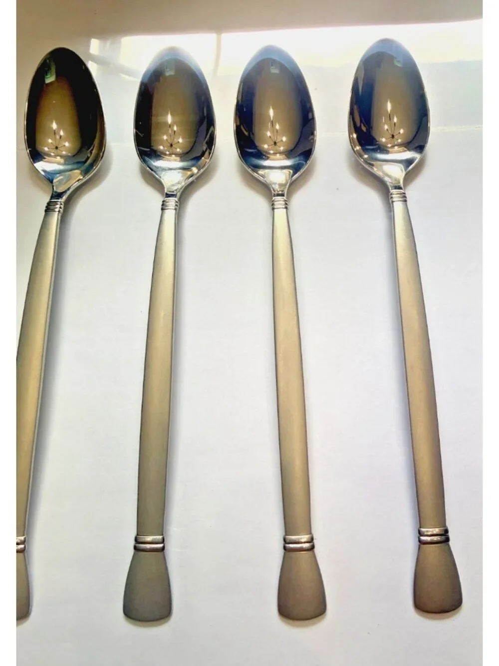 5 Oneida SATIN‎ NEXUS USA Stainless Iced Teaspoons Beverage Spoons 7.25